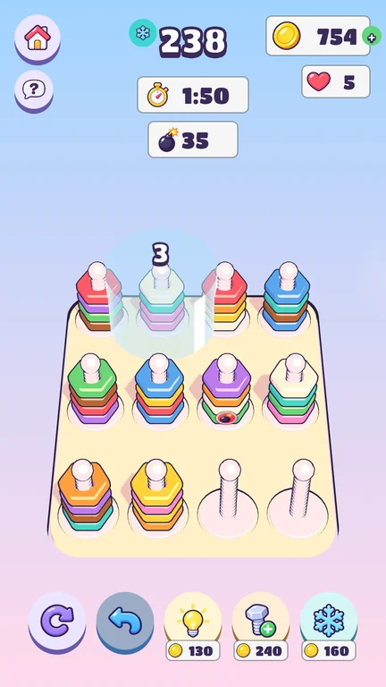 Layar game: Urutkan mur