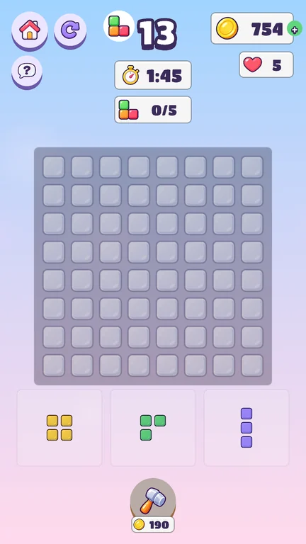 Tela do jogo: Blocos