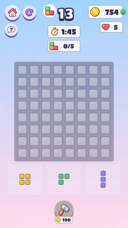 Oyun ekranı: Blok bulmacası